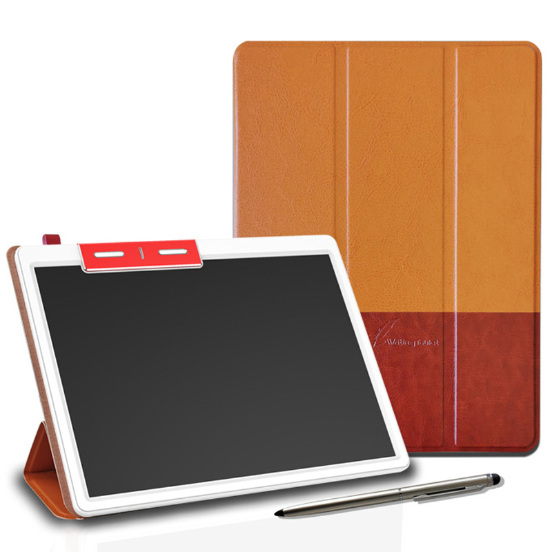 Планшет для малювання LCD color blocked 10,1 дюймів with leather case (Brown / Dark Brown)