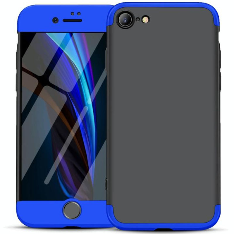Пластиковая накладка GKK LikGus 360 градусов (opp) для Apple iPhone SE (2022) (Черный / Синий)