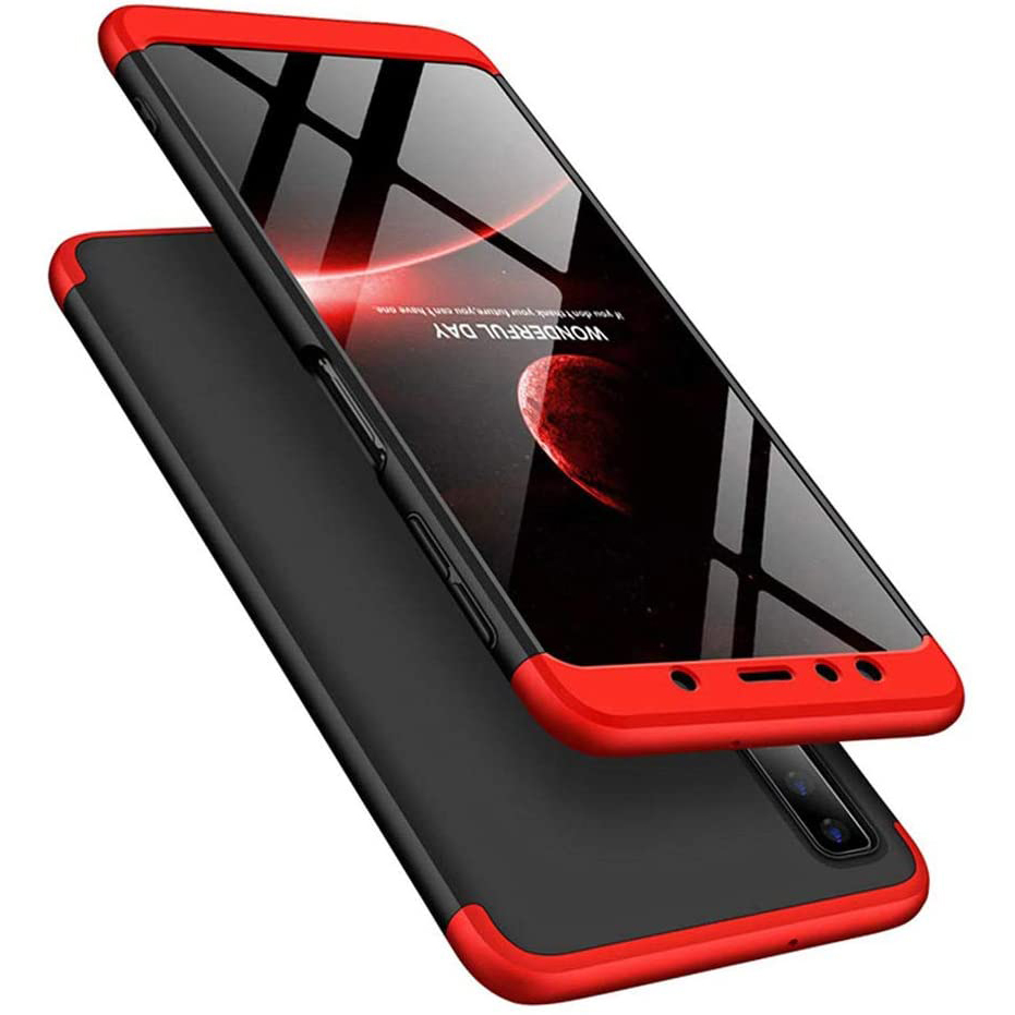 Пластиковая накладка GKK LikGus 360 градусов (opp) для Samsung A750 Galaxy A7 (2018) (Черный / Красный)