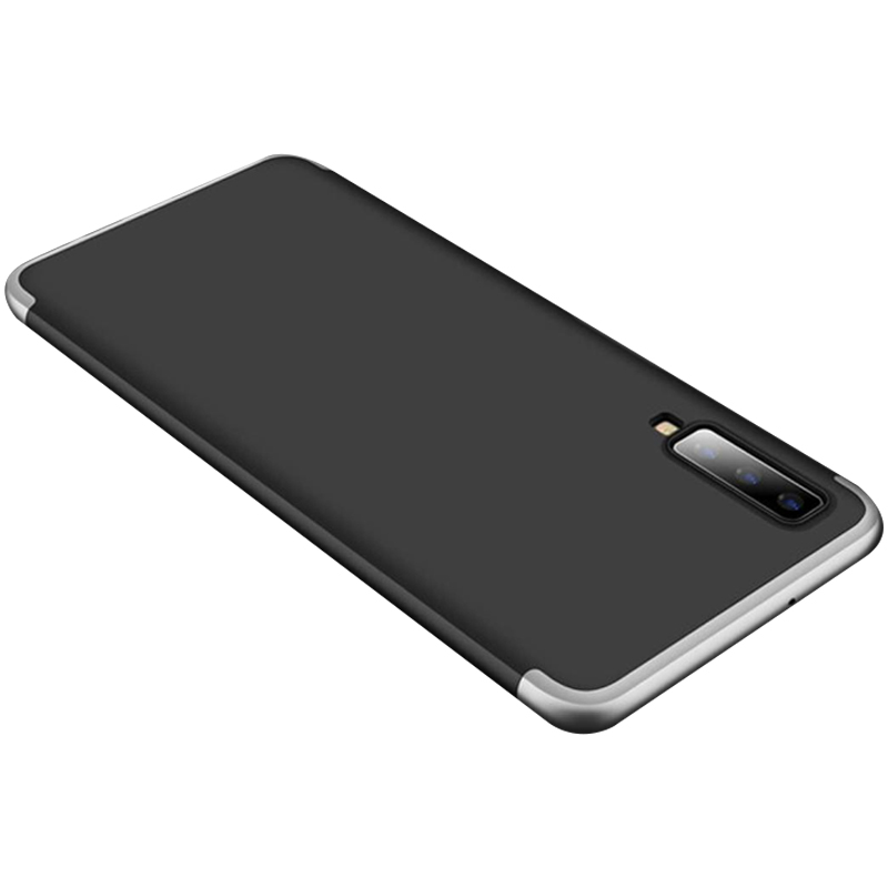 Пластиковая накладка GKK LikGus 360 градусов (opp) для Samsung A750 Galaxy A7 (2018) (Черный / Серебряный)