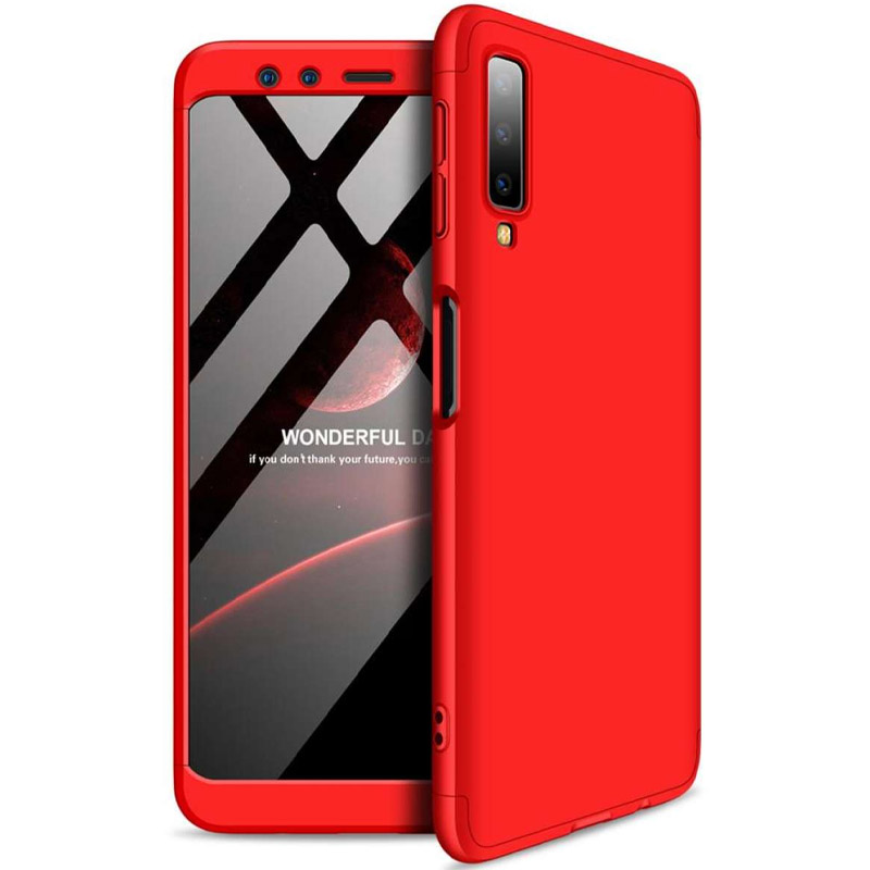 Пластиковая накладка GKK LikGus 360 градусов (opp) для Samsung A750 Galaxy A7 (2018) (Красный)