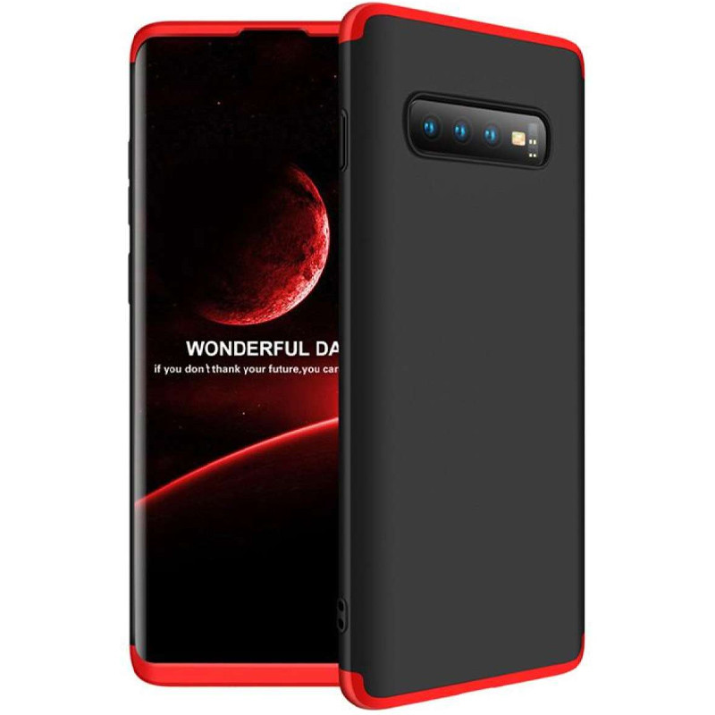 Пластиковая накладка GKK LikGus 360 градусов (opp) для Samsung Galaxy S10+ (Черный / Красный)