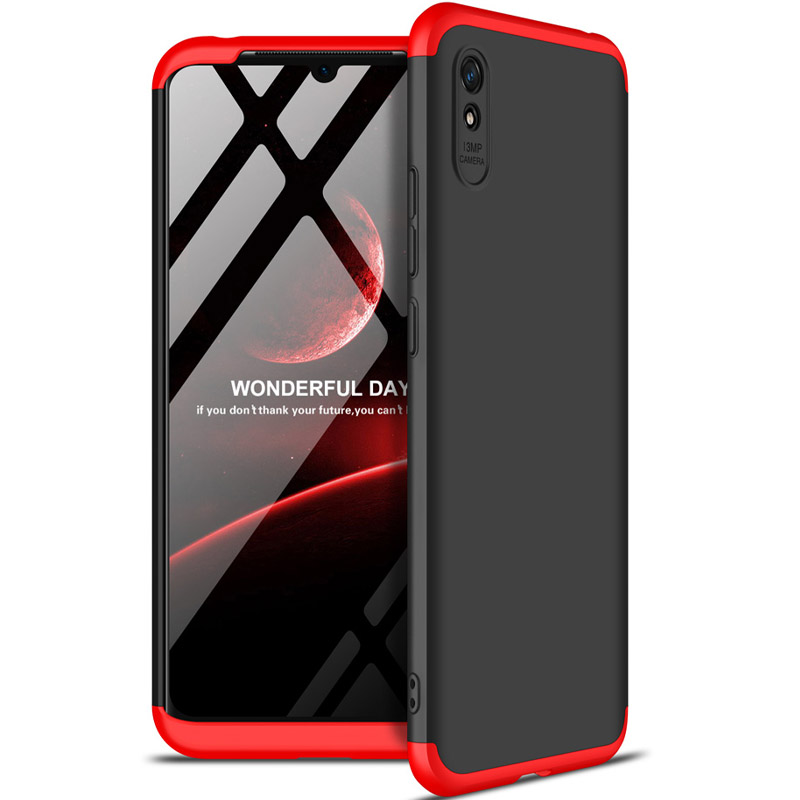 Пластиковая накладка GKK LikGus 360 градусов (opp) для Xiaomi Redmi 9A (Черный / Красный)