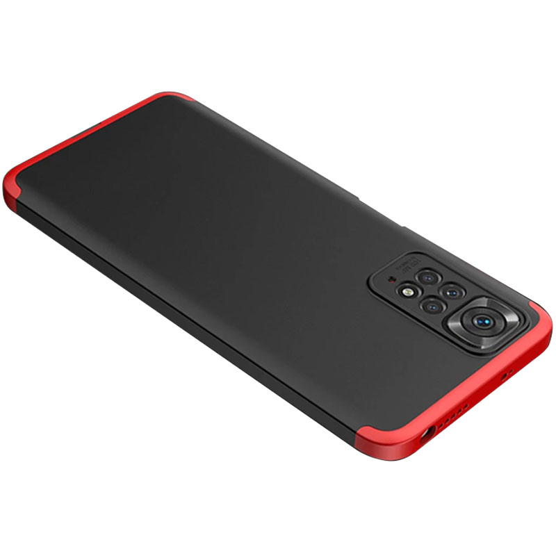 Пластиковая накладка GKK LikGus 360 градусов (opp) для Xiaomi Redmi Note 11 (Global) / Note 11S (Черный / Красный)