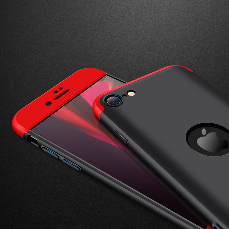 Пластиковая накладка GKK LikGus 360 градусов (opp) с лого для Apple iPhone SE (2020) Черный / Красный на onecase.com.ua