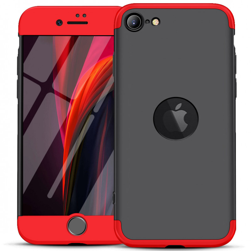 Фото Пластиковая накладка GKK LikGus 360 градусов (opp) с лого для Apple iPhone SE (2020) Черный / Красный на onecase.com.ua