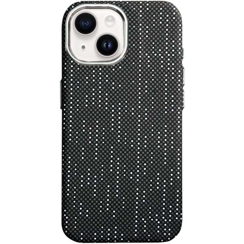 Пластиковая накладка Kevlar with Magnetic Safe для Apple iPhone 14 (6.1") (White line)