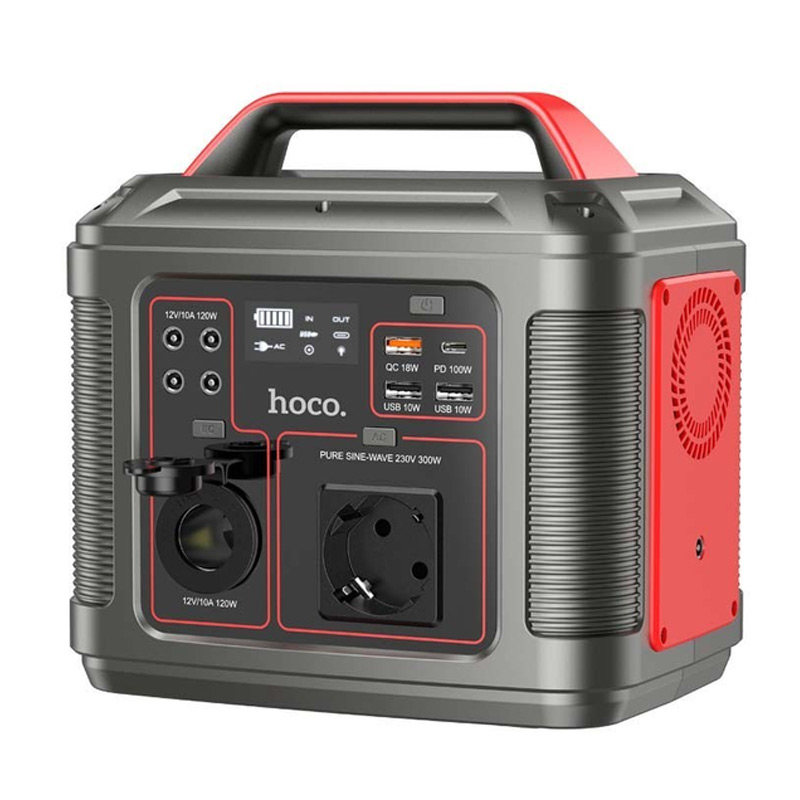 Портативная зарядная станция Hoco DB28 300W 296Wh 80000mAh (Silver / Red)