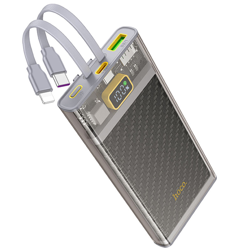 Портативное зарядное устройство Power Bank Hoco J104 Discovery Edition 22.5W with cable 10000 mAh (Gray)