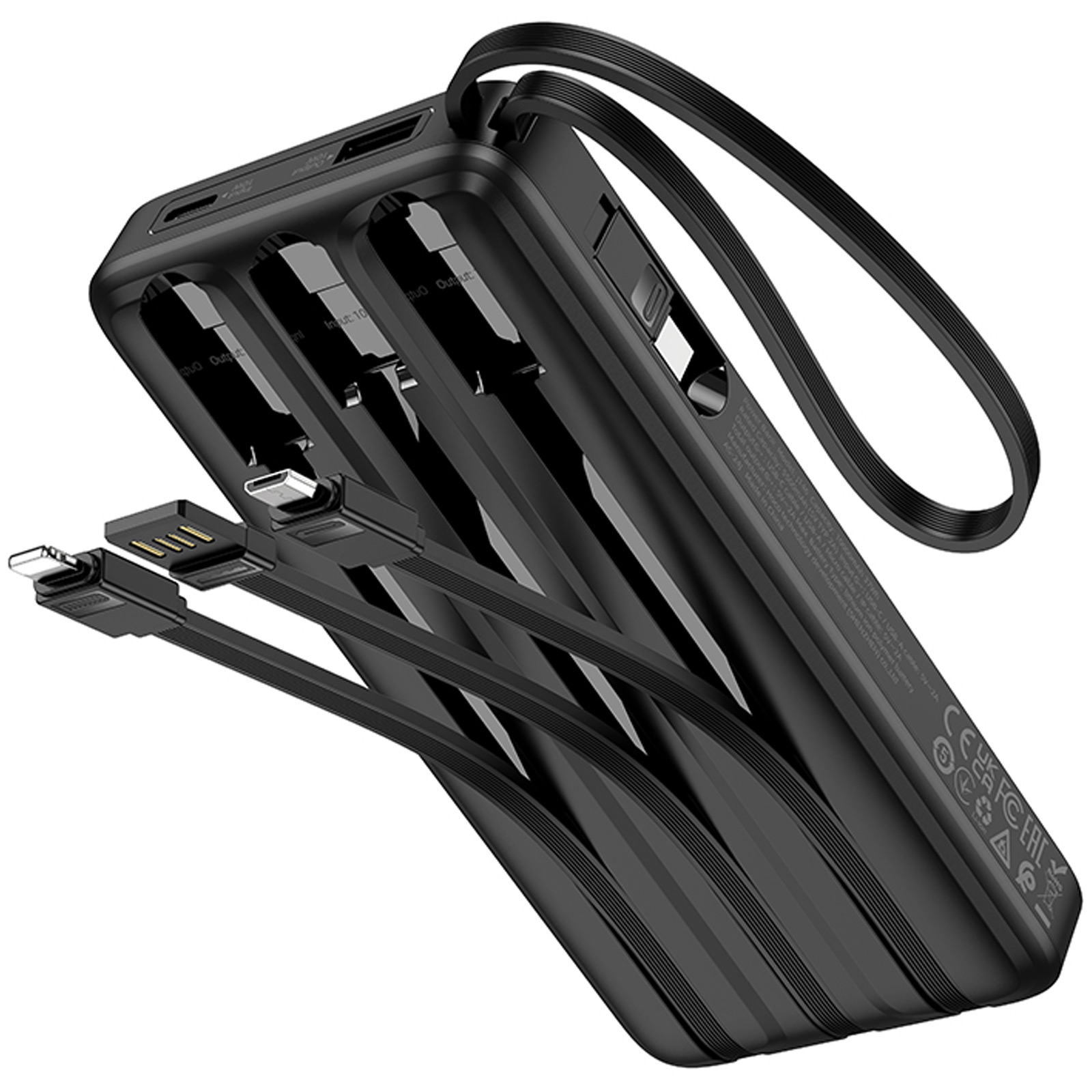Портативное ЗУ Power Bank Hoco J146 with 4 cables 10000 mAh (Black)