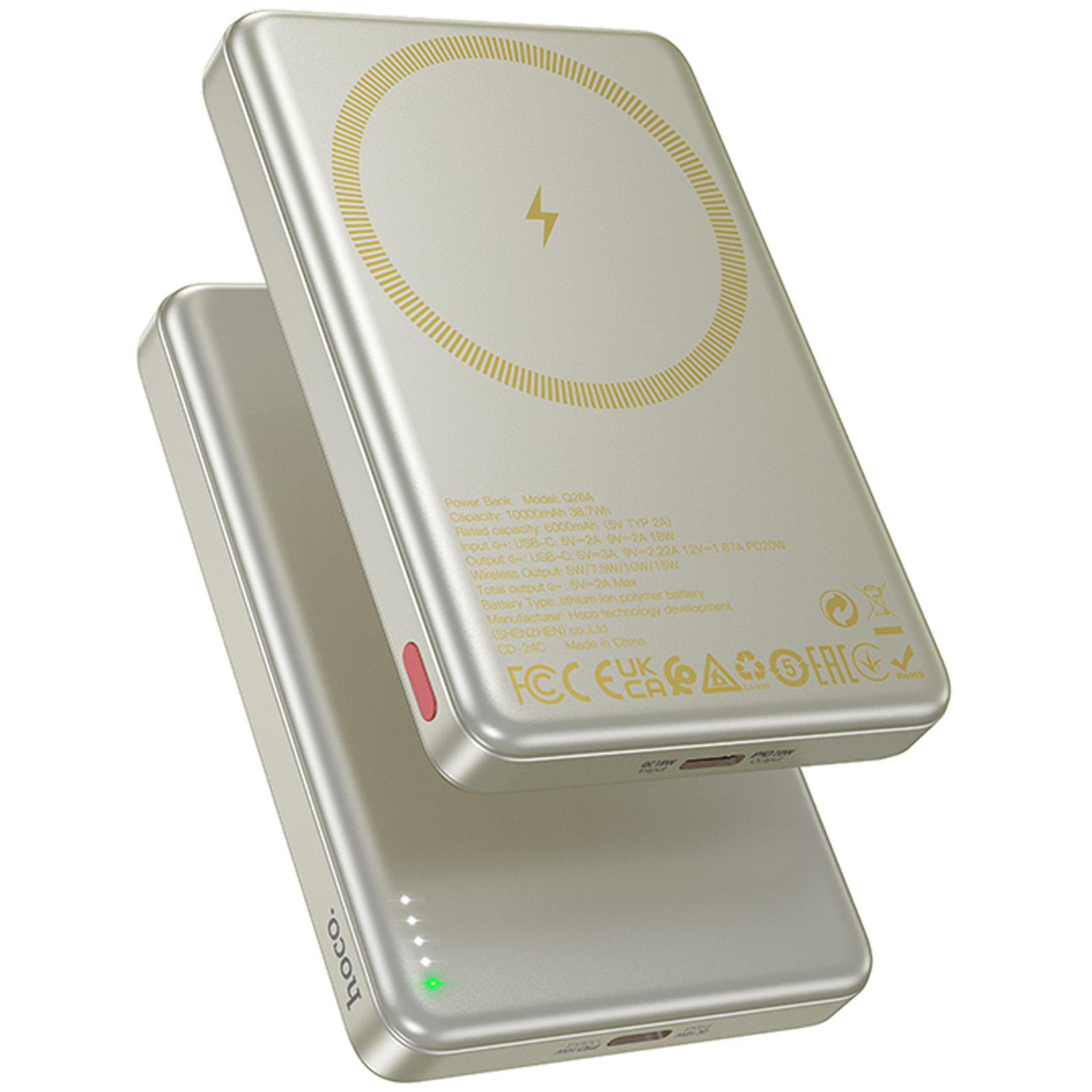 Портативное ЗУ Power Bank Hoco Q26A Joy PD20W с БЗУ 10000 mAh (Titanium gold)