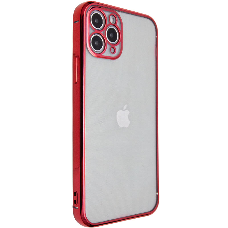 Прозрачный силиконовый чехол глянцевая окантовка Full Camera для Apple iPhone 11 Pro (5.8") (Красный)