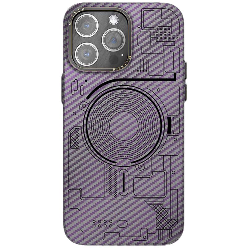 Чехол M-Tech Carbon soft touch with Magnetic Safe для Apple iPhone 12 Pro / 12 (6.1") (Purple)