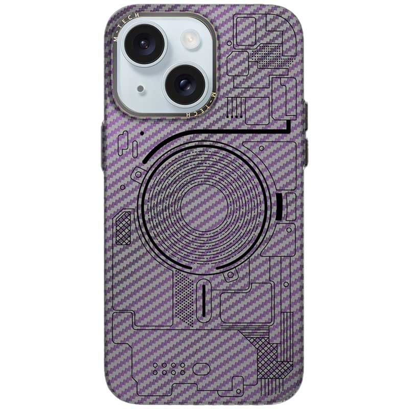 Чохол M-Tech Carbon soft touch with Magnetic Safe для Apple iPhone 14 (6.1") (Purple)