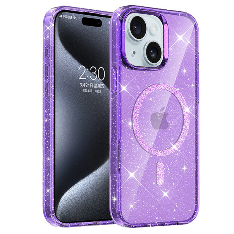 Чохол TPU Eclipse Sparkle (MagFit) для Apple iPhone 15 (6.1") (Purple)