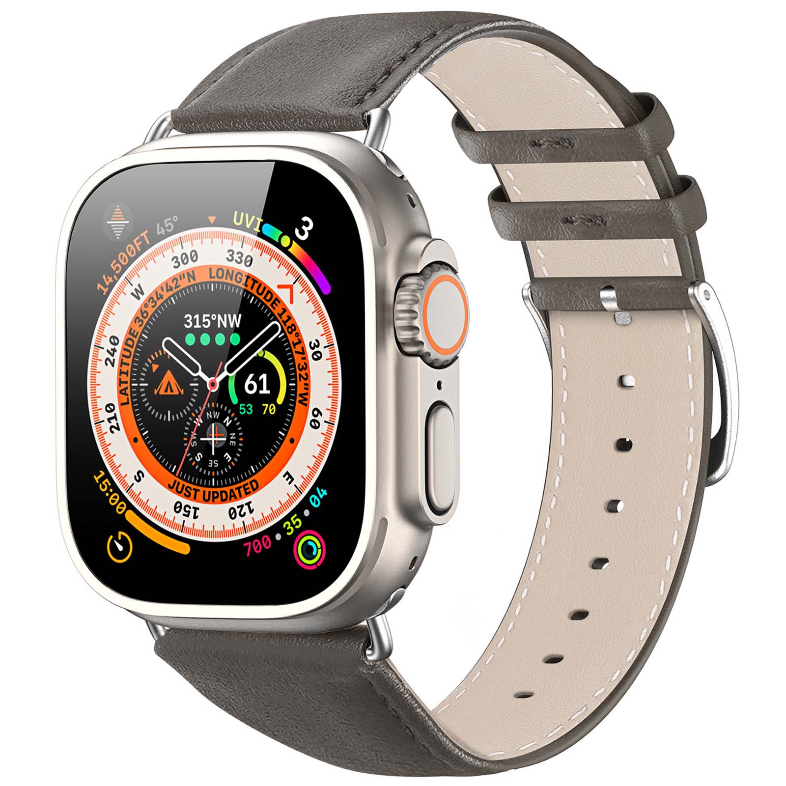 Ремешок Dux Ducis Leather Strap Classic для Apple Watch 38/40/41/42mm(ser.10) (Grey)