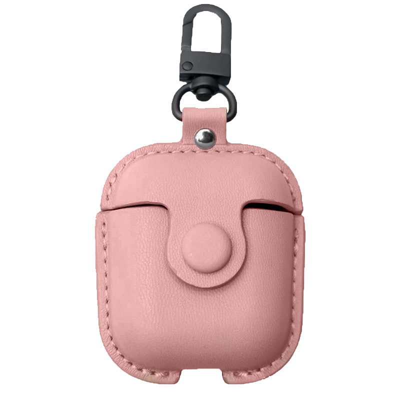 Кожаный футляр Leather bag для наушников AirPods (Розовый)