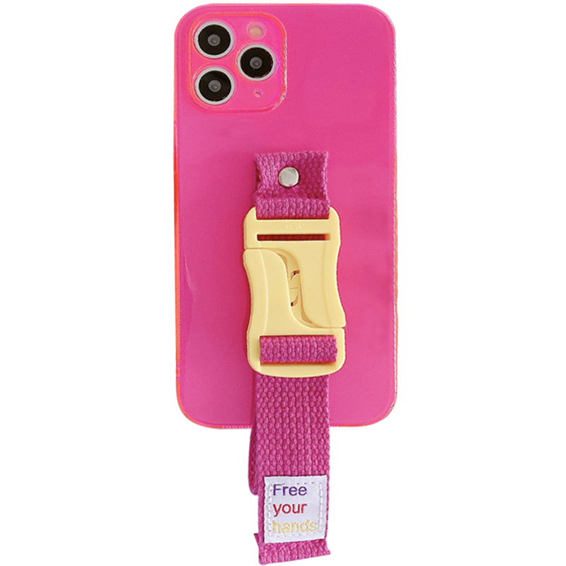 Чехол Handfree с цветным ремешком для Apple iPhone 11 Pro Max (6.5") (Розовый)