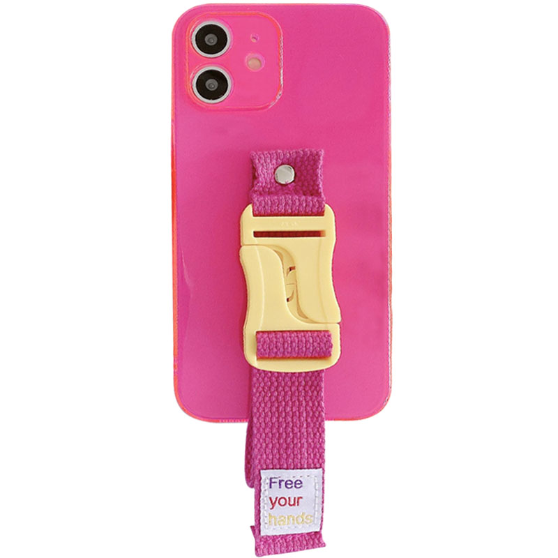 Чехол Handfree с цветным ремешком для Apple iPhone 12 mini (5.4") (Розовый)