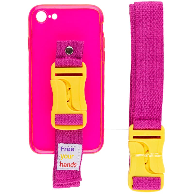 Чехол Handfree с цветным ремешком для Apple iPhone 7 (4.7') (Розовый)