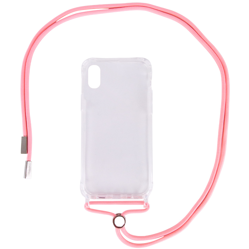 Чехол TPU Crossbody Transparent для Apple iPhone XS Max (6.5") (Розовый)