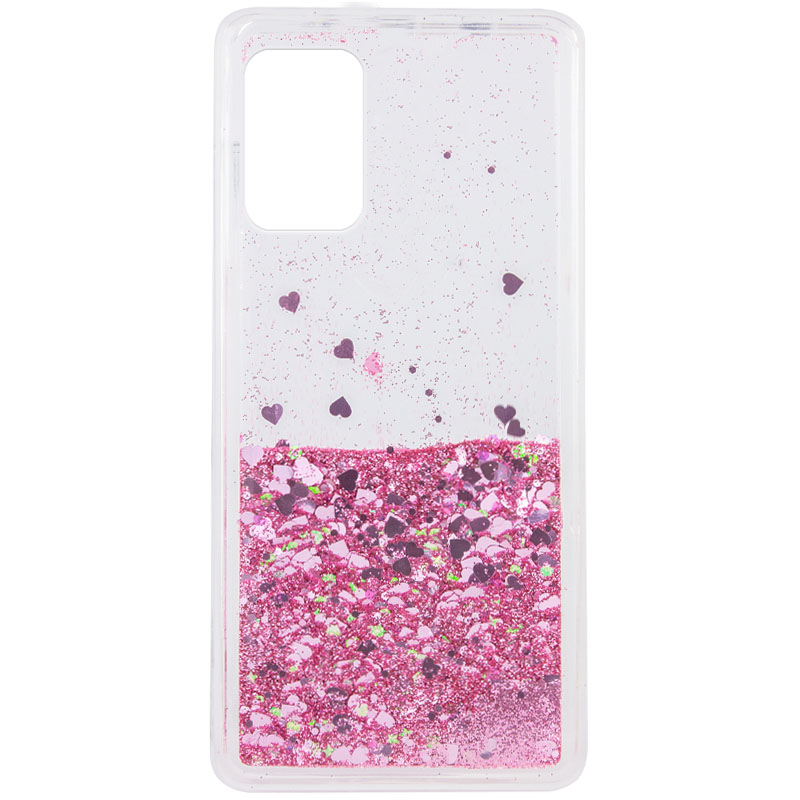 TPU чехол Liquid hearts для Samsung Galaxy A52s (Розовый)