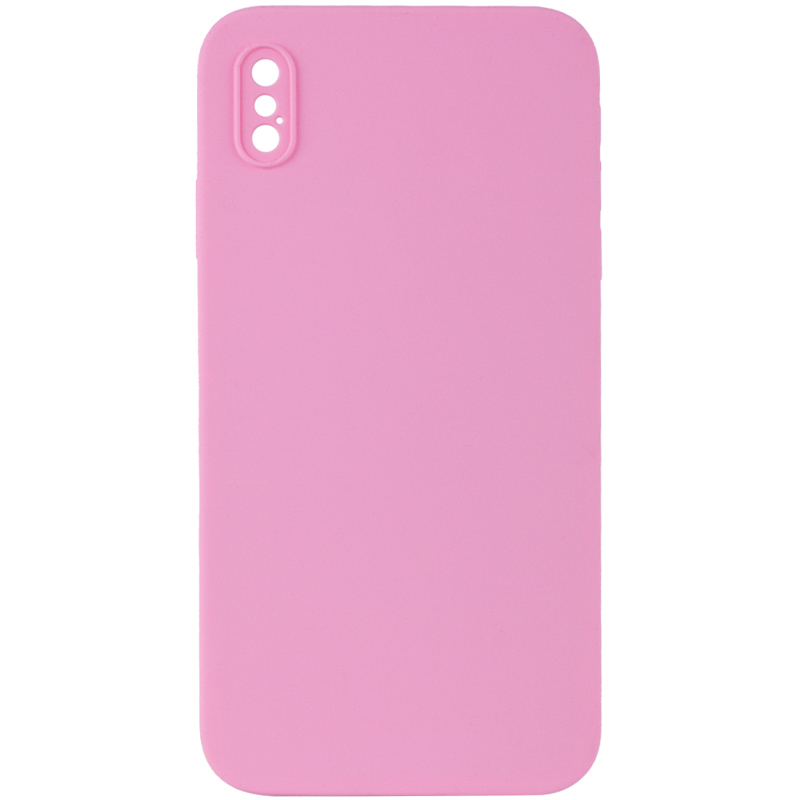 Silicone Case Square Full Camera Protective (AA) NOLOGO для Apple iPhone XS Max (6.5") (Рожевий / Light pink)