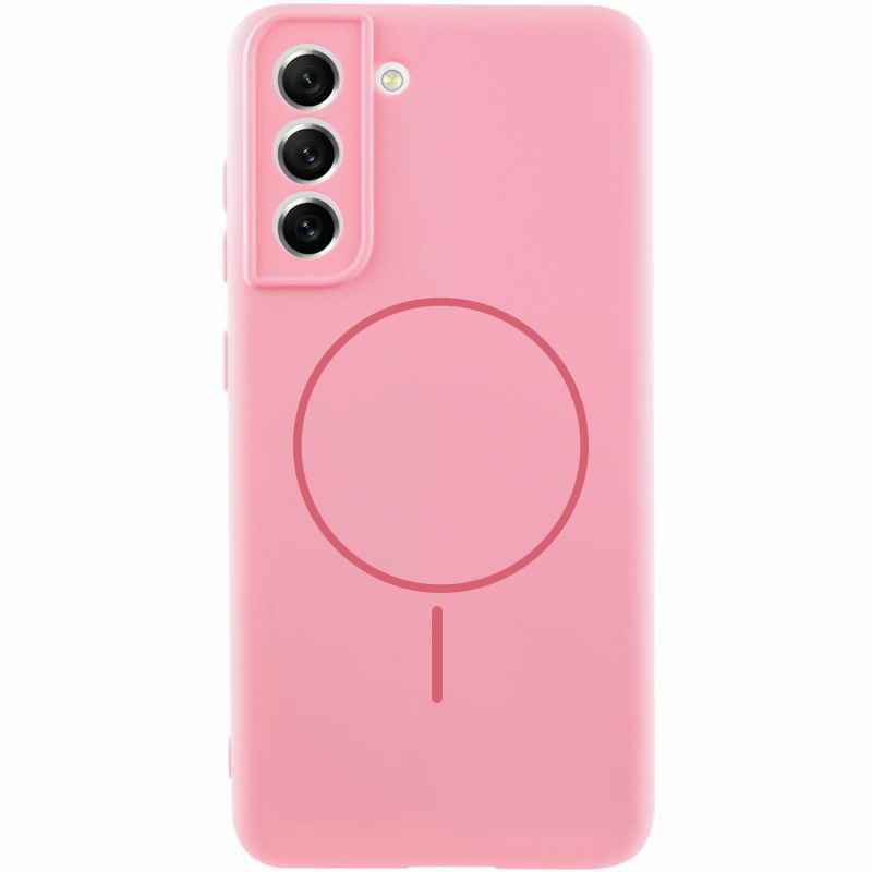 Чехол Silicone Cover Lakshmi Full Camera (AA) with MagFit для Samsung Galaxy S21 FE (Розовый / Light pink)