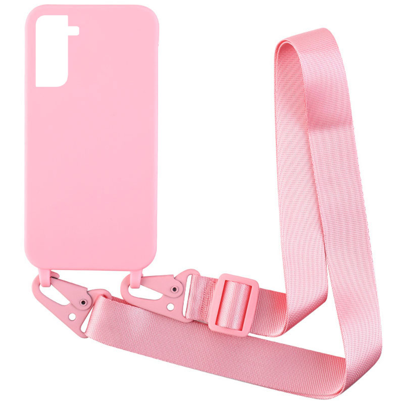 Чехол Crossbody с длинным цветным ремешком для Samsung Galaxy S21 (Розовый)