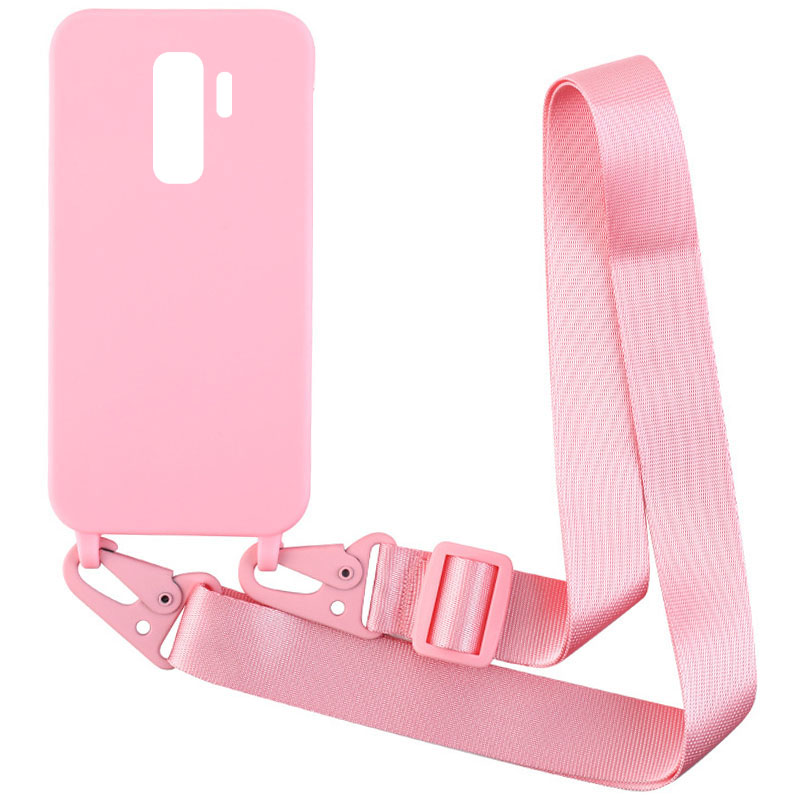 Чехол Crossbody с длинным цветным ремешком для Samsung Galaxy S9+ (Розовый)