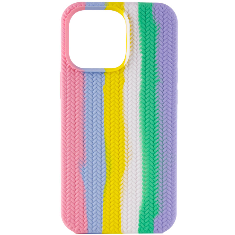 Чехол Silicone case Full Braided для Apple iPhone 13 (6.1") (Розовый / Сиреневый)