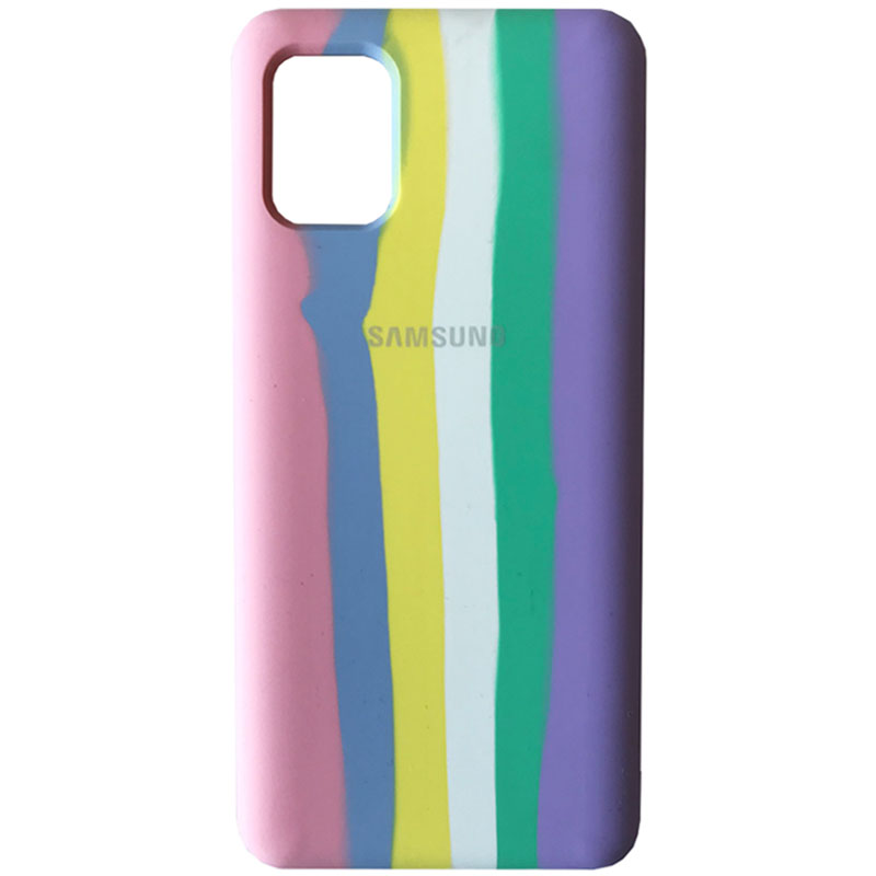 Чехол Silicone Cover Full Rainbow для Samsung Galaxy A31 (Розовый / Сиреневый)