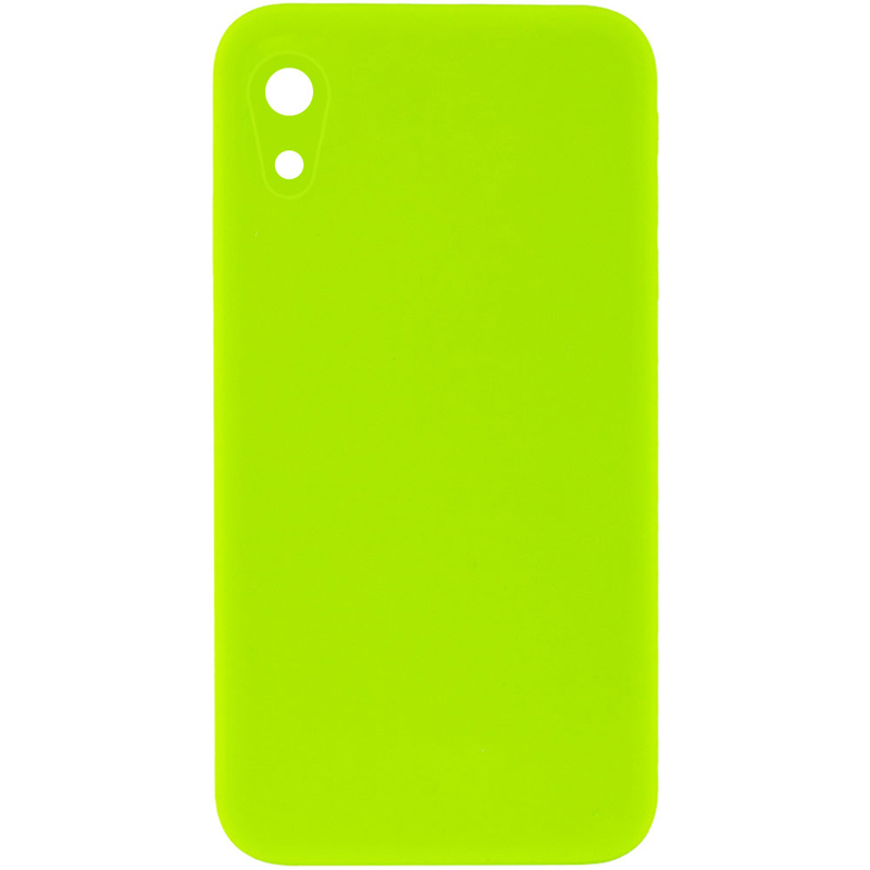 Silicone Case Square Full Camera Protective (AA) NOLOGO для Apple iPhone XR (6.1") (Салатовый / Neon green)