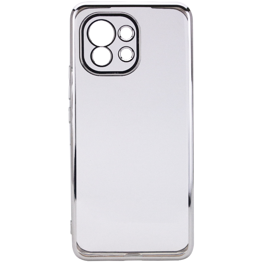 Прозрачный силиконовый чехол глянцевая окантовка Full Camera для Xiaomi Mi 11 (Серебряный)