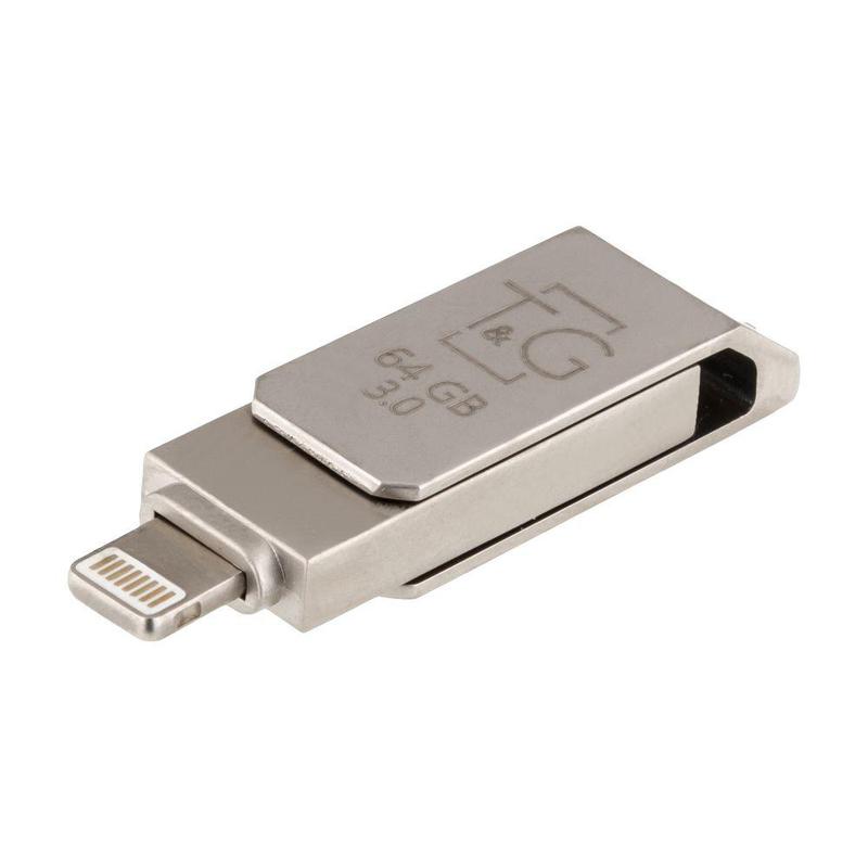 Фото Флеш-драйв T&G 008 Metal series USB 3.0 - Lightning 64GB Серебряный в магазине onecase.com.ua