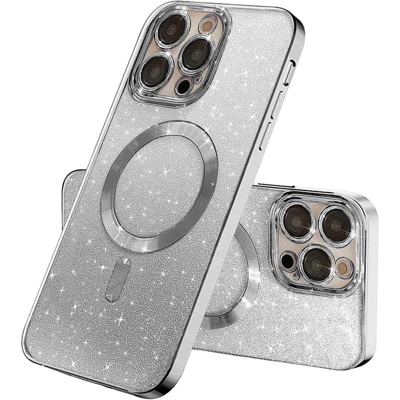 TPU чехол Delight case with MagSafe с защитными линзами на камеру для Apple iPhone 15 Pro (6.1") (Серый / Gray)