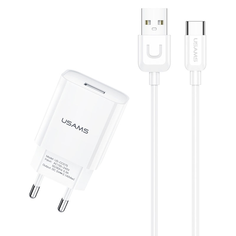 СЗУ USAMS T21 Charder kit - T18 single USB + Uturn Type-C cable (1 цвет)