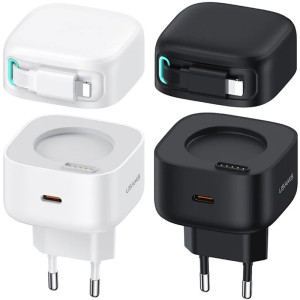 СЗУ Usams US-CC209 GaN With Lightning Magnetic Retractable Cable Module XMF Ser. 35W (2USB-C)