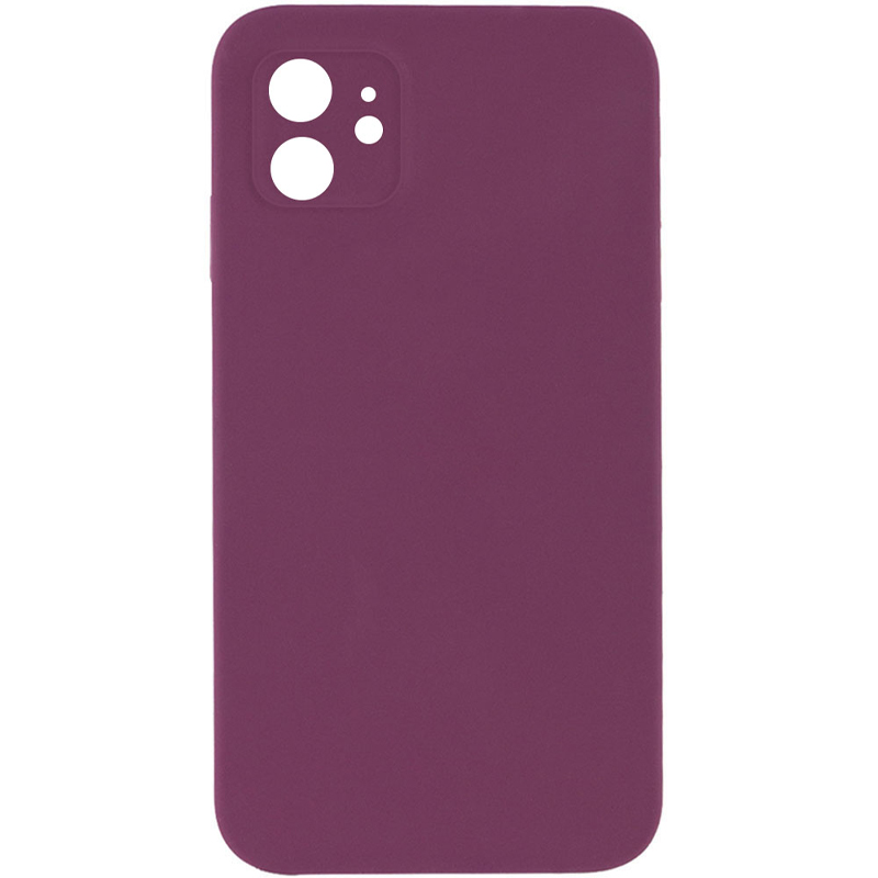 Чехол Silicone Case Square Full Camera Protective (AA) NOLOGO для Apple iPhone 11 (6.1") (Бордовый / Maroon)