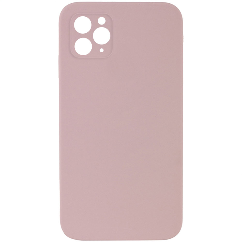 Silicone Case Square Full Camera Protective (AA) NOLOGO для Apple iPhone 11 Pro Max (6.5") (Рожевий / Pink Sand)