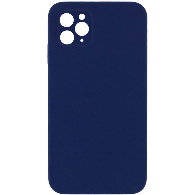 Silicone Case Square Full Camera Protective (AA) NOLOGO для Apple iPhone 11 Pro Max (6.5") (Темно-синій / Midnight blue)