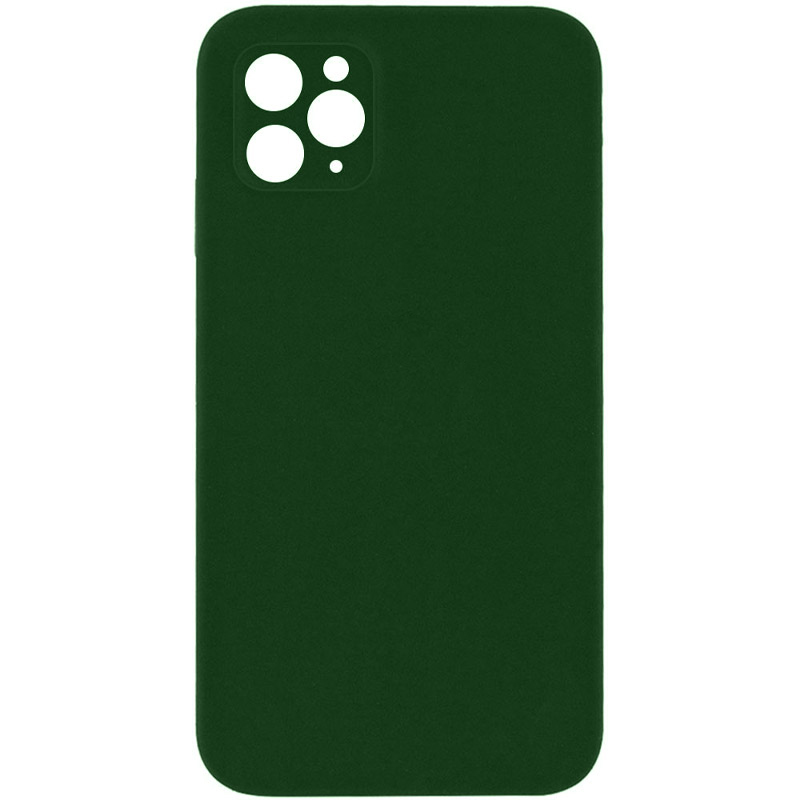Silicone Case Square Full Camera Protective (AA) NOLOGO для Apple iPhone 11 Pro Max (6.5") (Зелений / Army green)