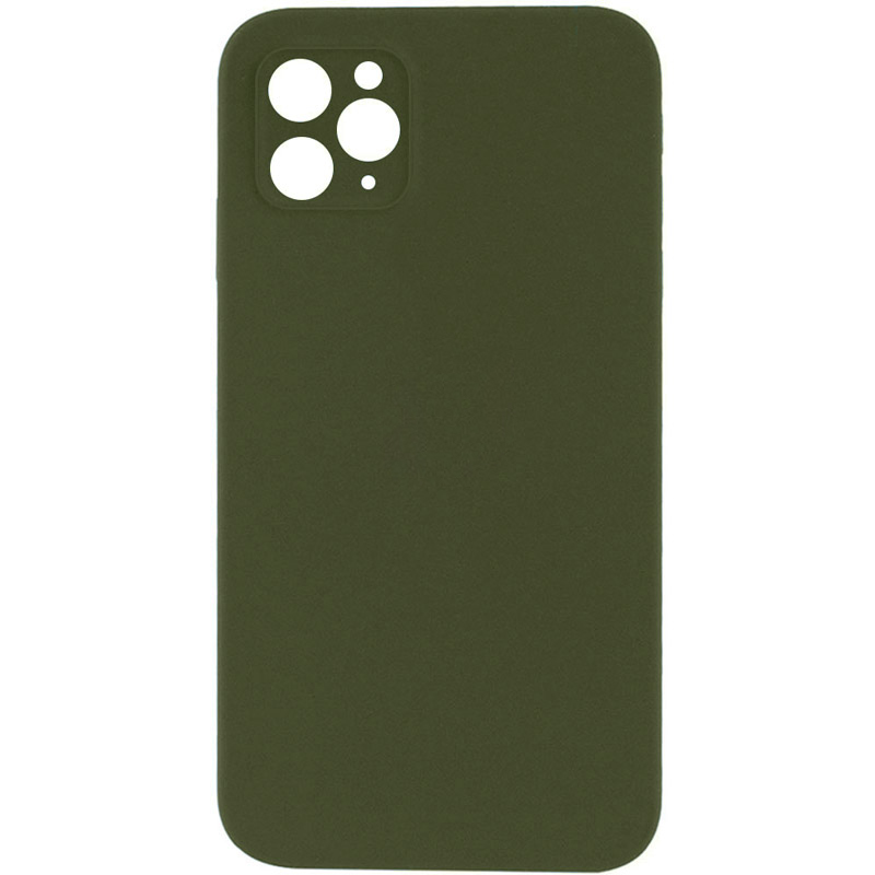Silicone Case Square Full Camera Protective (AA) NOLOGO для Apple iPhone 11 Pro Max (6.5") (Зелений / Dark Olive)
