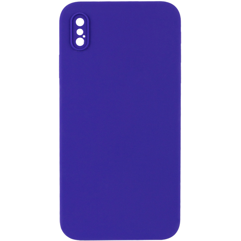 Silicone Case Square Full Camera Protective (AA) NOLOGO для Apple iPhone X / XS (5.8") (Фиолетовый / Ultra Violet)