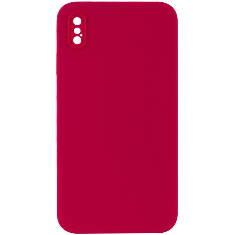 Чехол Silicone Case Square Full Camera Protective (AA) NOLOGO для Apple iPhone XS Max (6.5") (Красный / Rose Red)