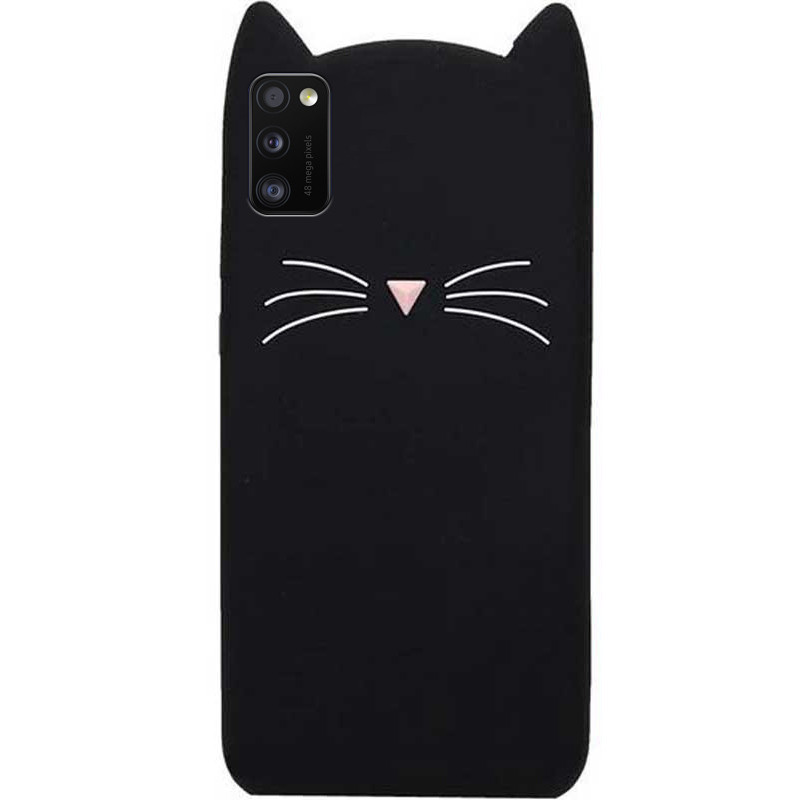 Силиконовая накладка 3D Cat для Samsung Galaxy A41 (Черный)