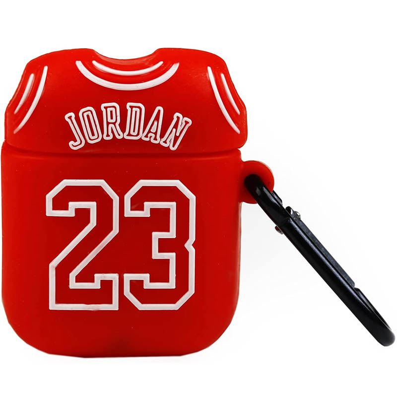 Силіконовий футляр Brand для навушників AirPods 1/2 + карабін (Jordan Red)