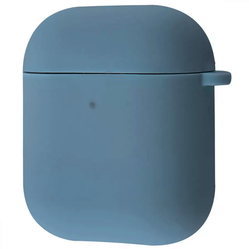 Силиконовый футляр для наушников Airpods 1/2 Slim + карабин (Синий / Cosmos blue)