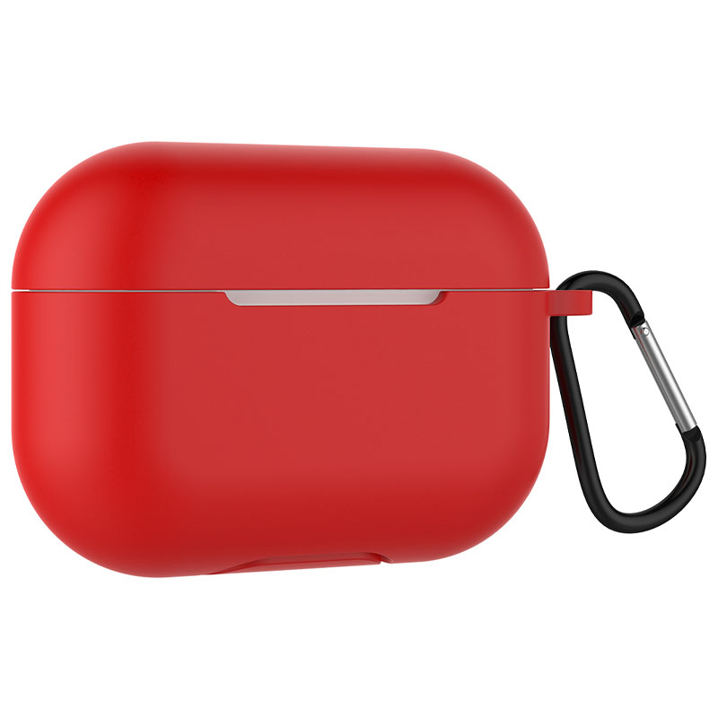 Силиконовый футляр для наушников Airpods Pro Slim + карабин (Красный / Red)