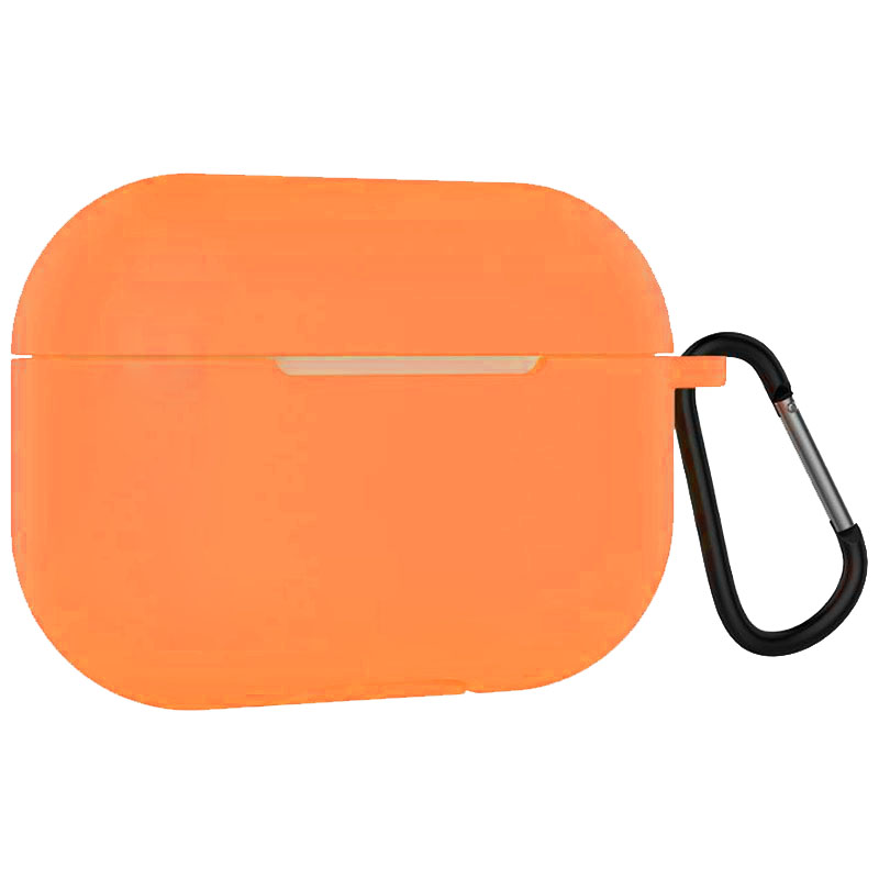 Силиконовый футляр для наушников Airpods Pro Slim + карабин (Оранжевый / Nectarine)